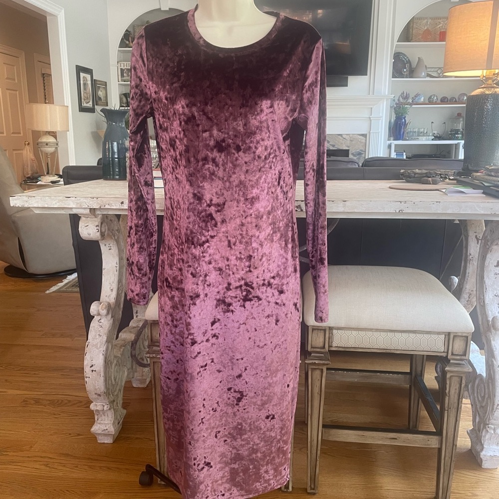 Michael Kors crushed velvet look dress -  beautiful plum color. Size - Med